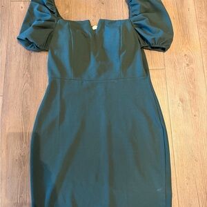Green Puff Sleeve Dress